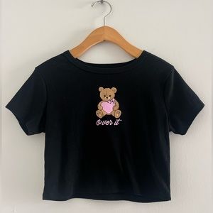Over It Teddy Bear Cropped Tee *perf for Valentines* Sz S